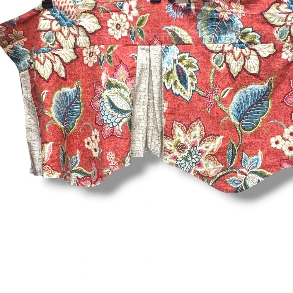 Waverly Brighton Blossom Floral Scalloped Window Valance Red Box Pleat Lined